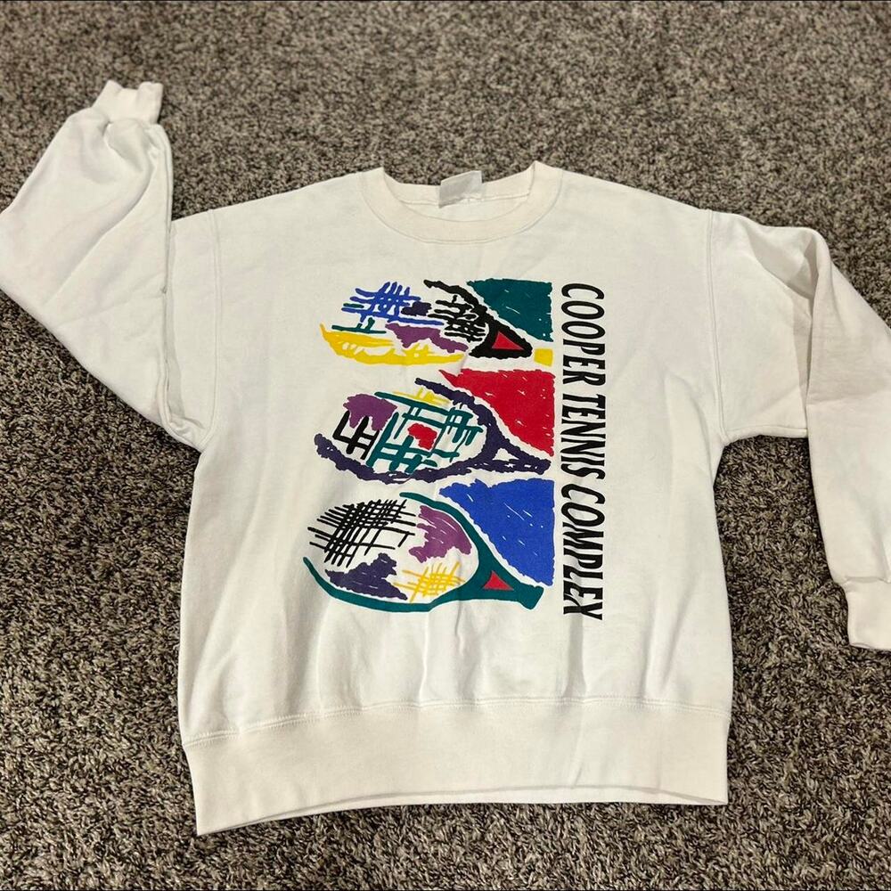 Roche cooper tennis complex made in USA vintage tennis racket colored sweatshirt